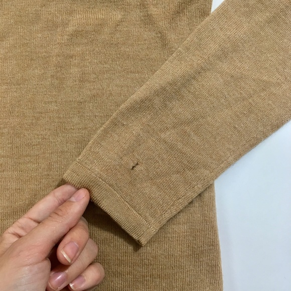 KATE HILL 100% MERINO WOOL TAN TURTLENECK SWEATER - Picture 3 of 4